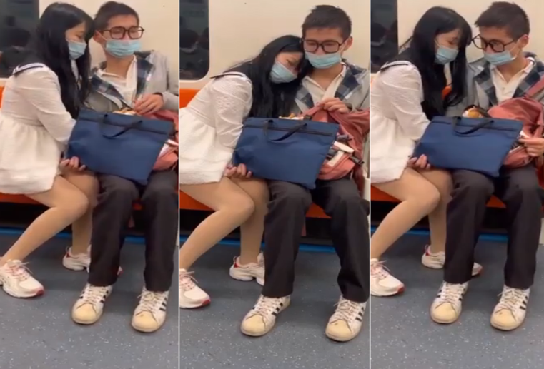 @20206989410 地铁偷欢实录：女友当众为男友手动解压刺激现场